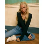 AE Lace-Trim Long Sleeve T-Shirt - Black