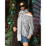 AE Leopard Print Scarf - Silver Shadow