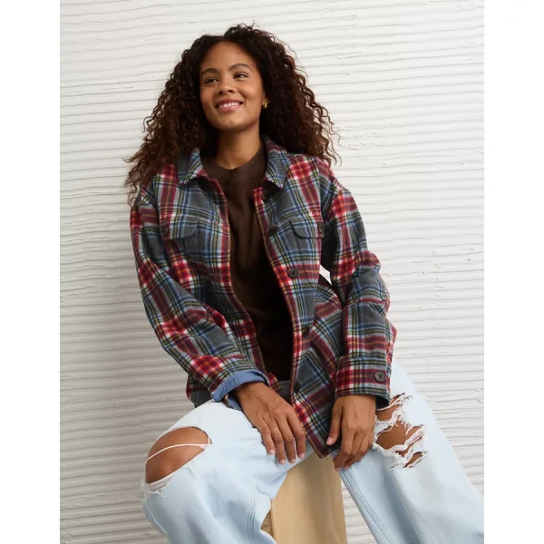 AE Oversized Plaid Shacket - Multi