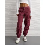 AE Snappy Stretch High-Waisted Baggy Cargo Jogger - Wine