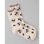 AE Snoopy Ruffle Crew Socks - Oatmeal Heather