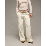 AE Stretch Mid-Rise Ultra Wide-Leg Convertible Trouser - Bone Khaki