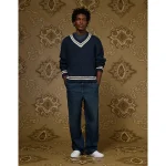 AE x Tru Kolors Cable Knit Cricket Sweater - Navy