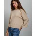 AE77 Premium Oversized Cashmere Sweater T-Shirt - Oatmeal Heather