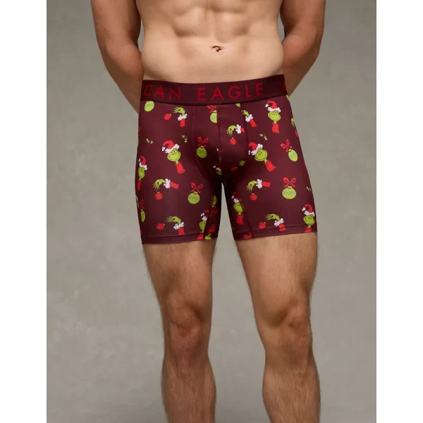 AEO Men's Grinch 6" Flex Boxer Brief - Burgundy