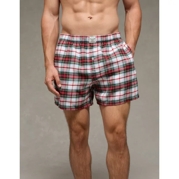 AEO Plaid Pocket Boxer Short - Cream