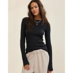 Aerie Essential Crew Layering T-Shirt - True Black