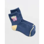 Aerie Ribbed Cotton Bobby Socks - Marbled Blue