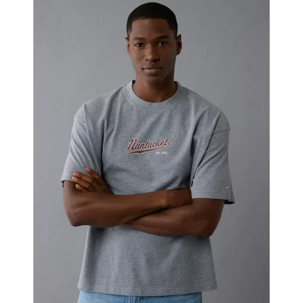 AE Boxy Nautical Graphic T-Shirt - Gray Heather