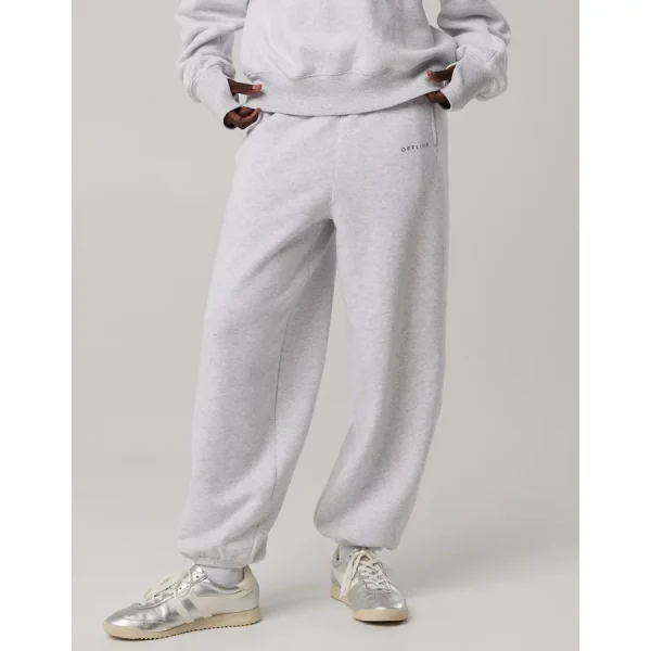 OFFLINE By Aerie Cloud Fleece Baggy Jogger - Light Heather Gray