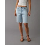 AE 11" Dreamy Drape Stretch High-Waisted Jort - Light Tinted Wash